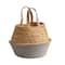 12" Boho Chic Handmade Cotton & Jute Gray Woven Basket Planter